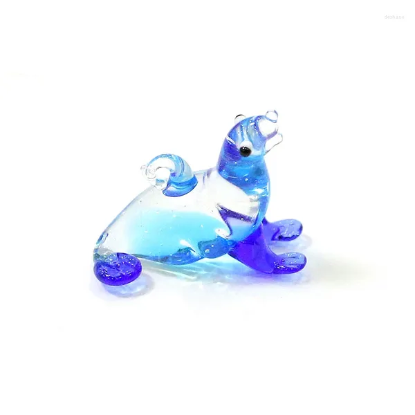 Dekorative Figuren schwimmendes Glas Marine Tier Mini Figur Anhänger Aquarium Dekor Accessoires Süßes winziges Seepferdchen Seelöwe Walwal Seal