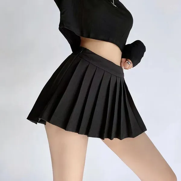 Юбки сексуальные мини -женщины y2k Streetwear Высокая талия плиссированная юбка корейская опрятная студенческая мода черная белая теннис a ряд