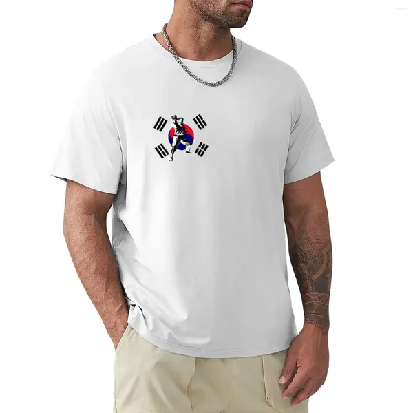 Polos masculinos Taekwondo Coréia Camiseta coreana Roupas estéticas em branco Animal Princip