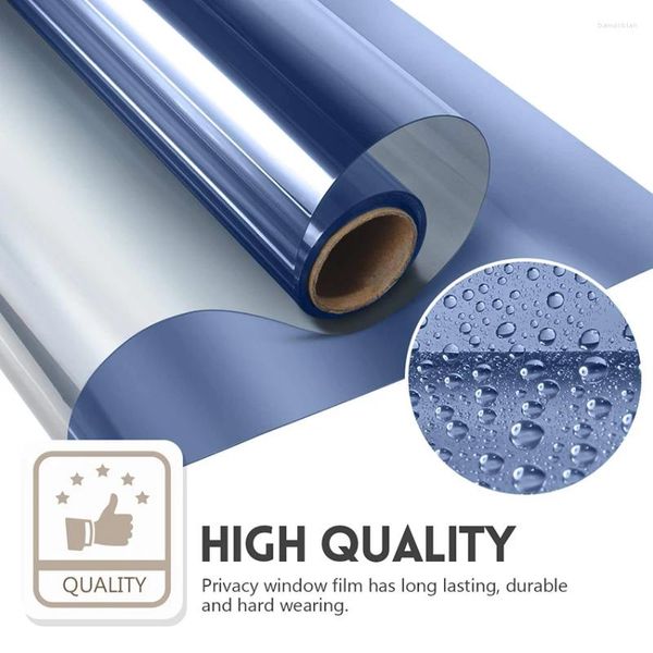 Adesivi per finestre Adesive Silver Privacy Tint Film 200 cm Solar riflettente parabrezza specchio decorativo colorato vetro colorato