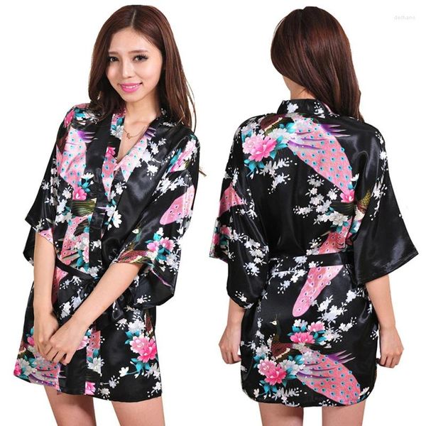 Abbigliamento per la casa Summer's Summer Cardigan Pajamas Stampa di pavone PEONY Kimono Style Daily Day Daily