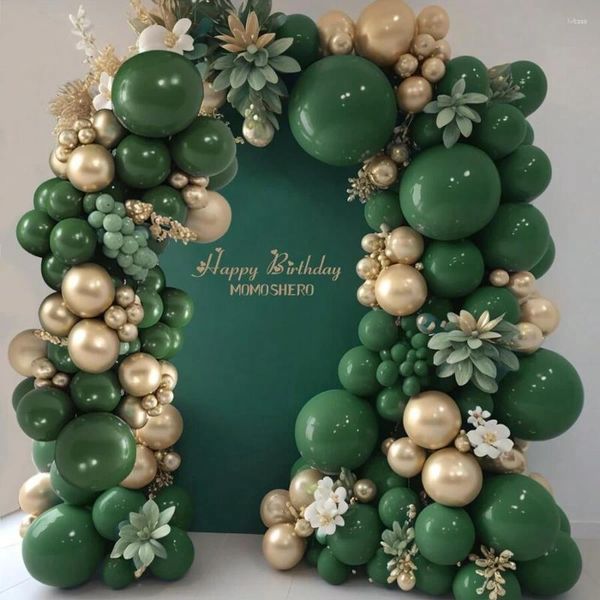 Decorazione per feste 147pcs Verde scuro e palloncini dorati Arch Garland Kit MATE MATE MATE BALLOON per decorazioni per matrimoni di compleanno