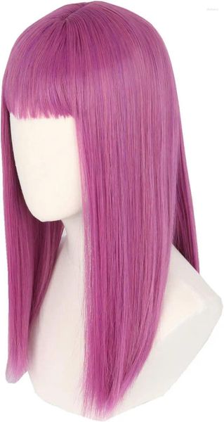 FESTIDOS DE PARTEM TopcoSplay Cosplay Wig Kids Long Straight Purple Feminino Halloween Anime Costum Wigs