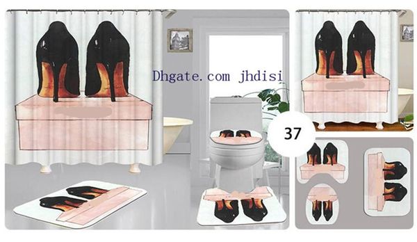 Женщины с высоким содержанием обуви для печати для печати винтажная сексуальная девчонка для душевой комнаты украсить дизайн занавеса.