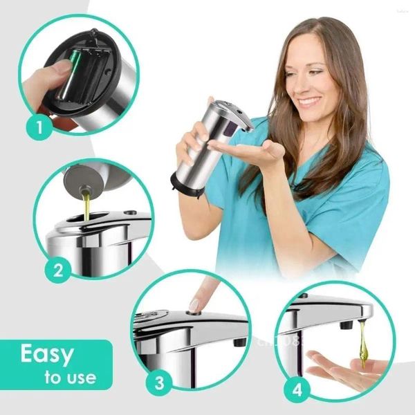 Flüssiger Seifenspender Automatischer Sensor Edelstahl 250 ml Smart Handwaschinduktion Sanitierer Haus Küche Badezimmer