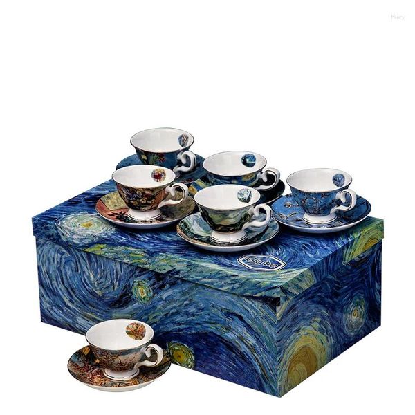 Tazze tazze set box box box nicchia avanzata decorazione pratica regali a mano caffettiera tazze