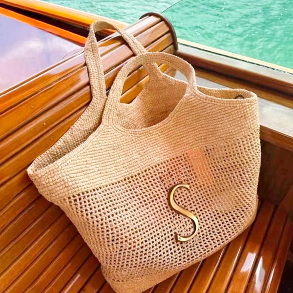 Летнее соломенное плетение Raffias Luxurys Beach Bag Designer Dembag 7a качественное магазин для сумки для женщины для женской моды леди путешествовать мужские мужские мешки сцепления в крючке