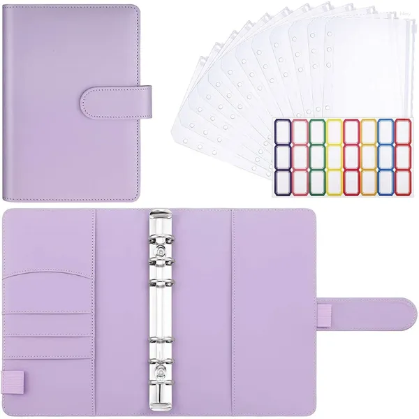 Wrap regalo 15 pezzi di buste di legante in plastica con notebook in pelle PU per documenti e carte viola