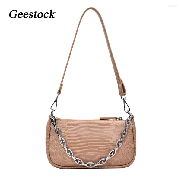 Borse a tracolla borsa da geestock per donne alla moda elegante pattern di lucertola catena messenger borsetta di tendenza baguette ascella