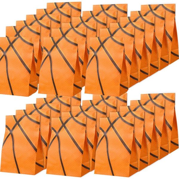 Wrap regalo 15/30 Basketball Ball Game Tema Borse di carta per bambini Sport Birthday Party Decoratins Candy Treat Baseball Football Biscuit