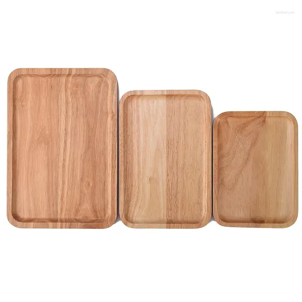 Tee Tabletts Teebecher Japan-Holzschale rechteckig massive Holzplatte Obst Snack Dessert 3pcs/Los Großhandel