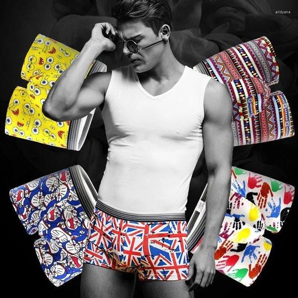 Underpants 5pcs/lot maschi da uomo cartone animato cartone animato maschio puro pugile pugile boxer