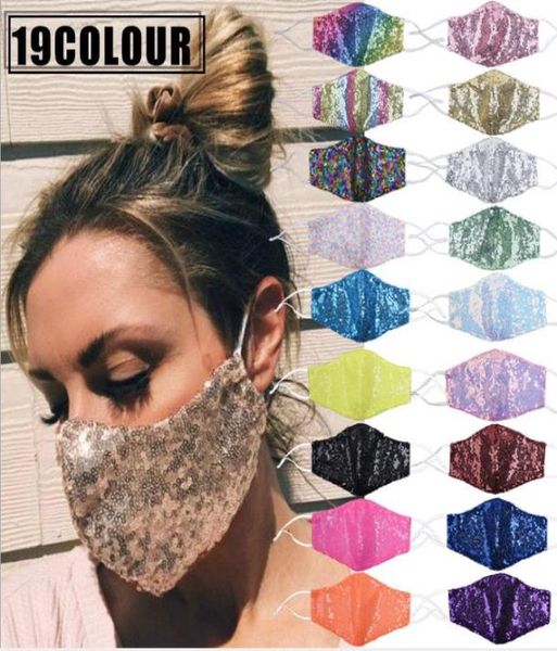 Maschere per la bocca di respirazione in sequenza di paillettestri al respiratore pieghevole antimucca maschera per il viso multi -colore maschere a colore maschera