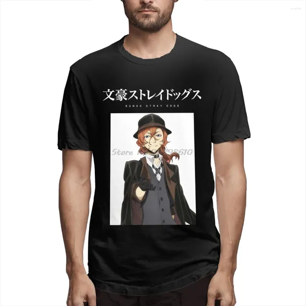 Camicie da uomo chuuya nakahara bungou cani randagi anime camicia anime di grande dimensione di cotone maniche corte uomini tees streetwear harajuku