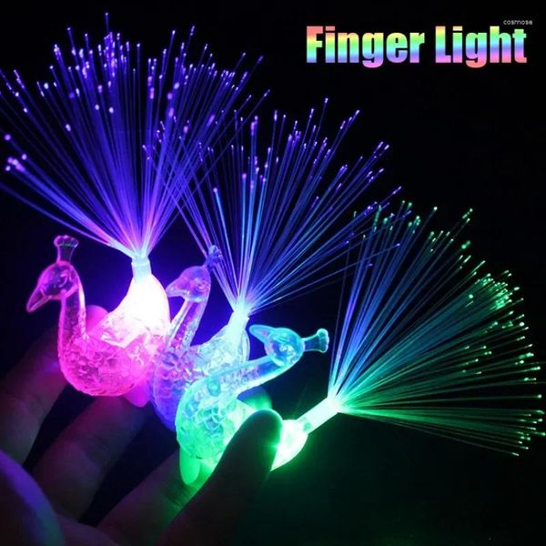 Favor de festa 1/10pcs pavão de dedão luz plástica Luzes fluorescentes Barra de casamento Decoração de Natal Decoração de brinquedos escuros para crianças