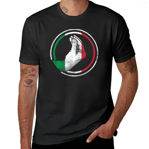 Tanques masculinos Tops engraçados Itália Gesto de mão italiano T-shirt de bandeira de tamanho grande camiseta Camise