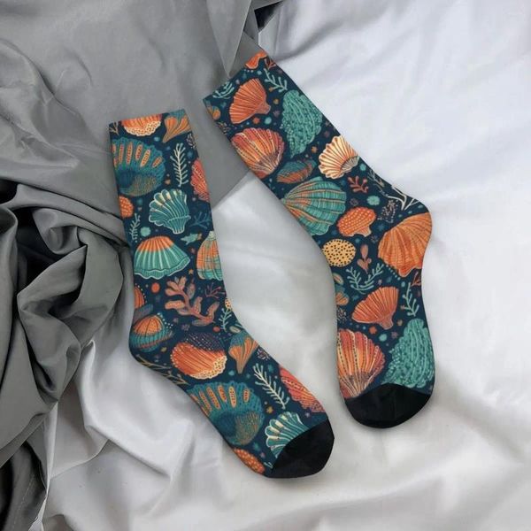 Frauen Socken farbenfrohe Muscheln Strümpfe Unisex Seeigel atmungsaktives gotisches Frühlingszyklus Nicht -Slip -Custom -Geburtstagsgeschenk