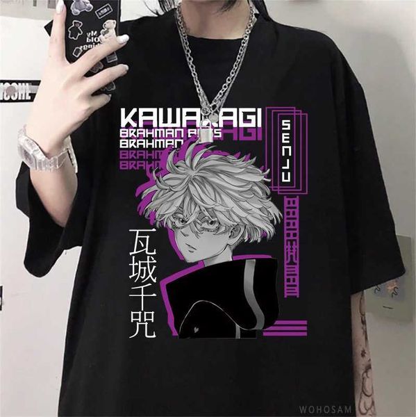 Kadın T-Shirt Japonya Anime T-Shirts Tokyo Revengers Senju Kawaragi Baskı Plus Boyut Tişört Harajuku Erkek Kadın Kadın Yüksek Quty Yaygın T-Shirt T240510