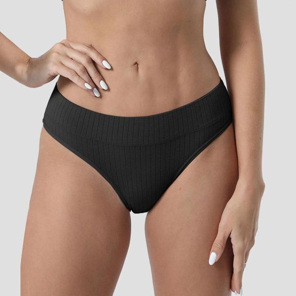 Frauenhöfen bequeme Unterwäsche für niedrige Taillenstreifen gedruckte Slips Solid Baumwollgekritch Dessous Sexy Shorts Damen Underpants