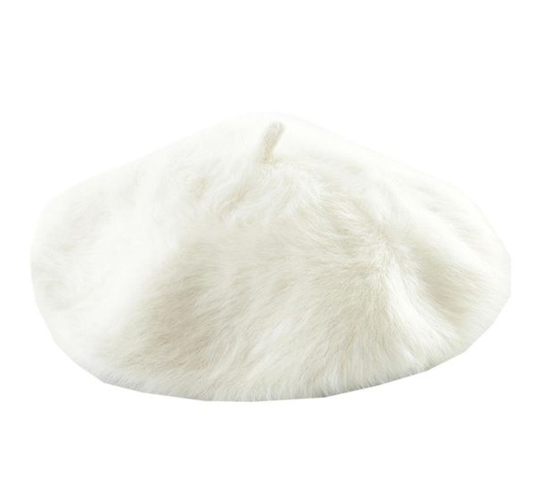 Doubchow Womens Rabbit Fur French Style Boins Hat Beanie Cap Winter Teenagers Girls Mirls Color Solid Braz Black Baret Hat 207879239