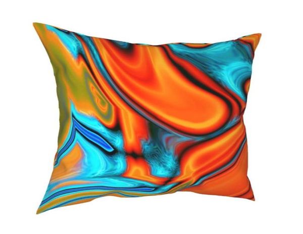 Cushiondecoratif Yastık Modern Southwest Turkuaz Turuncu Swirls Pillowcover Ev Dekoratif Mermer Doku Yastık Kapağı Atma 9259266