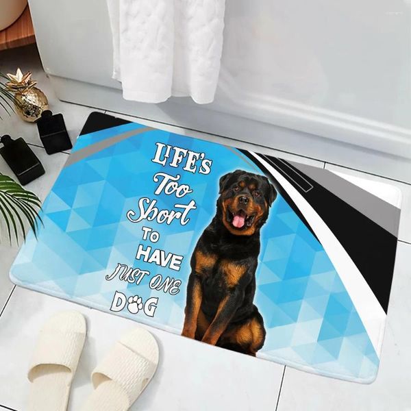 Teppiche Hx Rottweiler Bodenmatte Blau Diamantfragment Spleißen 3D-Druck Flanell Innentür Nicht-Schlupfbad Teppich 11 Stil