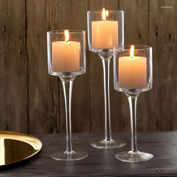 Держатели свечей скандинавские стеклянные держатели свадебные украшения таблица эль -кубок романтический подарок подсвечника
