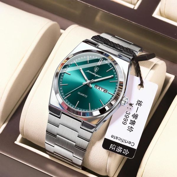 Armbanduhren Ultra-dünn leuchtende Männer Uhren wasserdichte Stahlstreifen Quarz Multifunktionen Armbanduhr Geschenke Relogio Maskulino