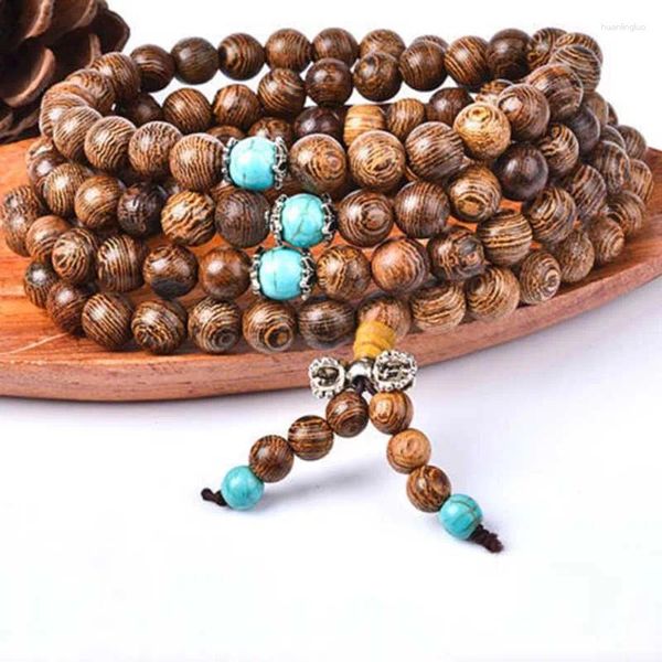 Partydekoration Pulseras 108 Perlen 6 mm natürlicher Sandelholz Buddhist Buddha Holz Gebet Perle Mala Unisex Männer Armbänder Armreifen Schmuck Schmuck