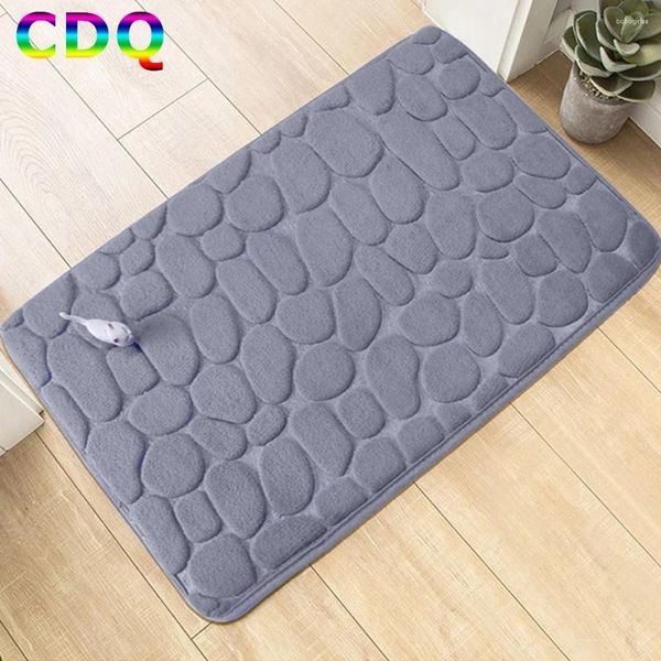 Teppiche CDQ 40 60 cm Fuß Matte Koralle Fleece Boden geprägter Stein Haushalt Gedächtnisschaum gesticktes Badezimmer verdickte absorbierende Absorption