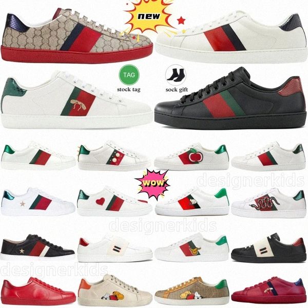 Designer Sneakers Schuhe Band Bienen klassisch rot gestickte Schlangenstreifen Elfenbein Blue Duck Sternte Perlstars Damen Herren Sneaker L8KD#