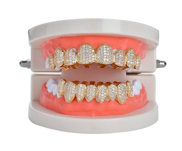 Новые хип -хоп зубы зубы грильц медные цирконы кристаллические зубы грилл зубные грили Хэллоуин подарок для рэп -рэпера ME6826309