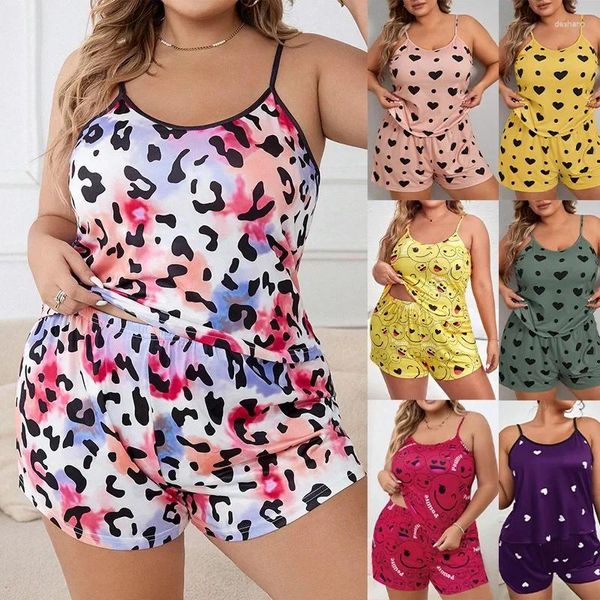 Abiti da casa estate bretelle femminili pantaloncini di grandi dimensioni più fat pigiami set di caseificio sexy pericoloso