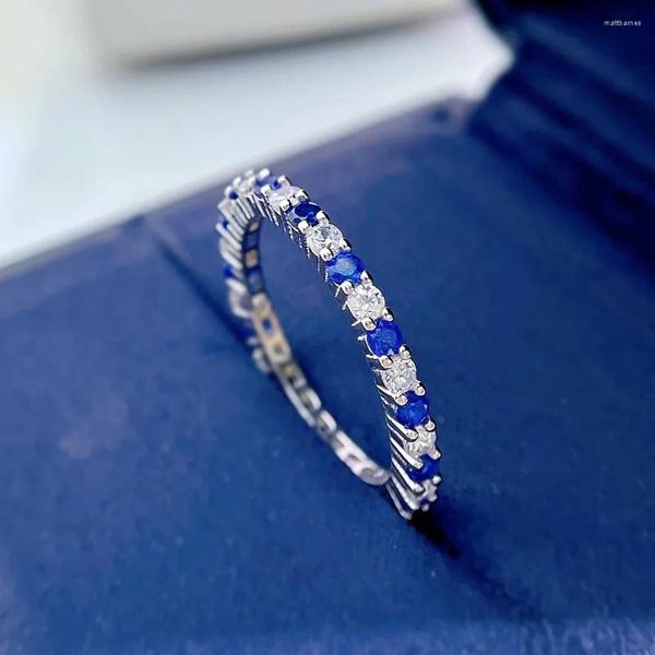 Anéis de cluster Desire 925 Sterling Silver Sapphire Sapphire Sparkling de alto carbono dedo de diamante para mulheres Party Fine Jewelry atacado