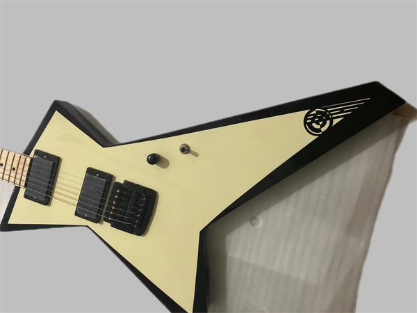 Hamer GT Glenn Tipton Judas Priest White Cream Explorer Flying V Electric Guitar, Tremolo Bridge, Copy EMG Picups, hardware preto, embutido de ponto