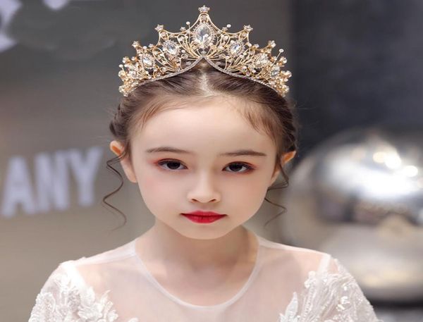 Children039s Crown Tiara Prenses Kız Kristal Kafa Bandı Altın Doğum Günü Pastası Dekorasyonu Güzel Fashionab Legrace4961291