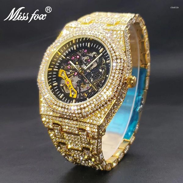 Orologi da polso o ottagone oro oro orologio maschile orologio zircone grande hip hop moda waterproof fashion automatico per uomo caduta