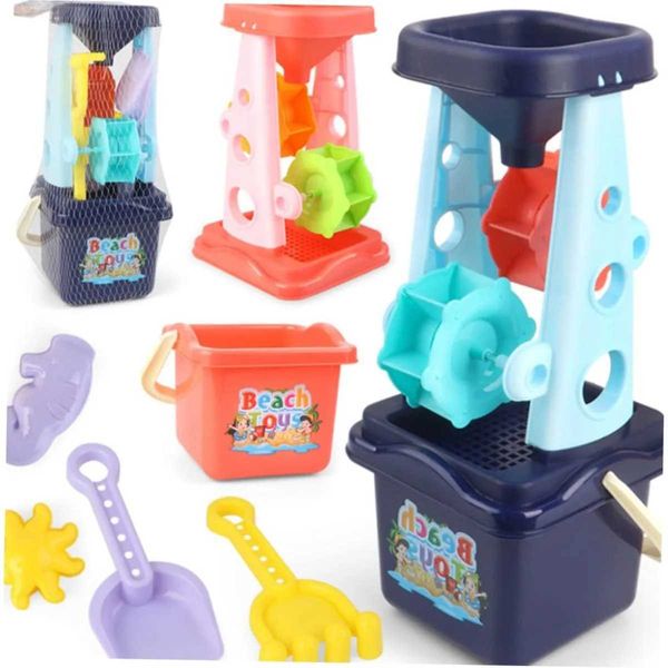 Sabbia gioco d'acqua divertente giocattolo da spiaggia set per bambini ruota sabbia di sabbia secchio scooter pala rastrello barca a vela class per clessidra stampo grazioso stampo estate di sabbia di sabbia esterna sabbia toyl2405