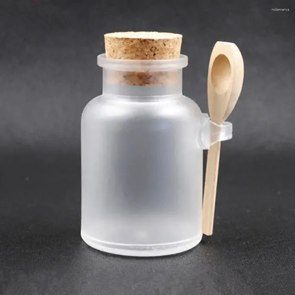 Lagerflaschen 100ml Scrub Abs Badesalz Gläser Kosmetikmaske Jar mit Holzlöffel Verpackung Home Organization