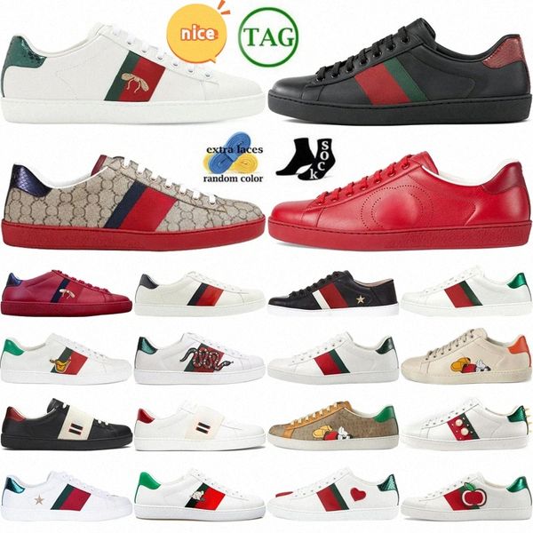 Designer Casual Sneakers Schuhe Ace Band Bee Classic Sticked Snake Perforated ineinandergreifend G Red Black Enten -Perlgröße R3F1##