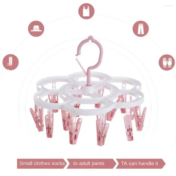 Ganci per asciugatura in plastica Organizzatore a 360 angoli design girevole con 16 clips asciugatrice pieghevole per appendiabiti resistenti