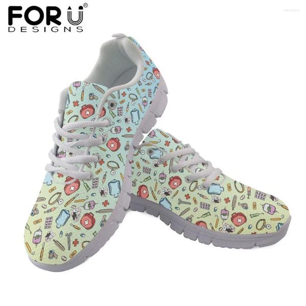 Casual Schuhe Fordensigns Flats Schnürung Damen Cartoon Ausrüstung Muster Super Light für Frauen Mesh Sneaker Mujer