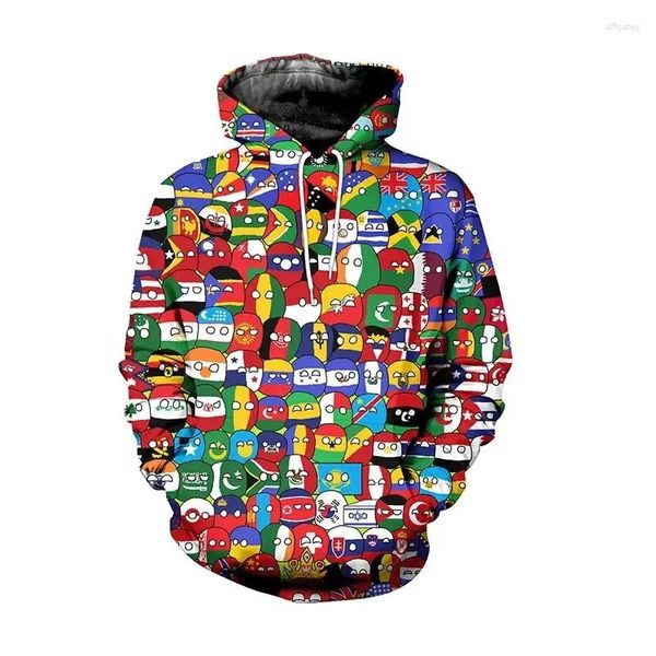 Herren Hoodies Lustig Countryball 3D gedruckt für Männer Kleidung Polandball Grafik T -Shirts National Ball Kids Hoody Casual Women Boy Tops