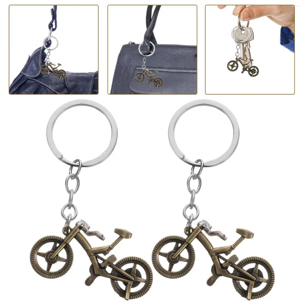 Keychains 2 PCs Chave de chaveiro para mulheres Pingente de pingente de anel Decorativo Tecking Metal Bicycle Cains