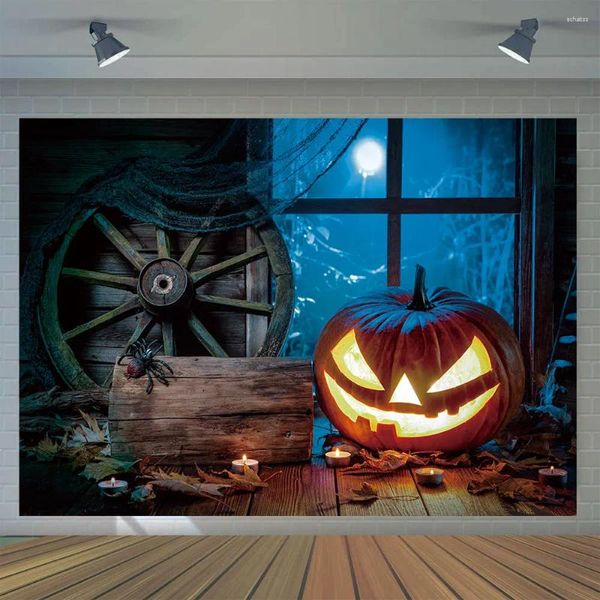 Party -Dekoration verlassenes Holzhaus Kürbis Lantern Halloween gruselig Horror Home Wall Banner Studio Po Booth Requisite