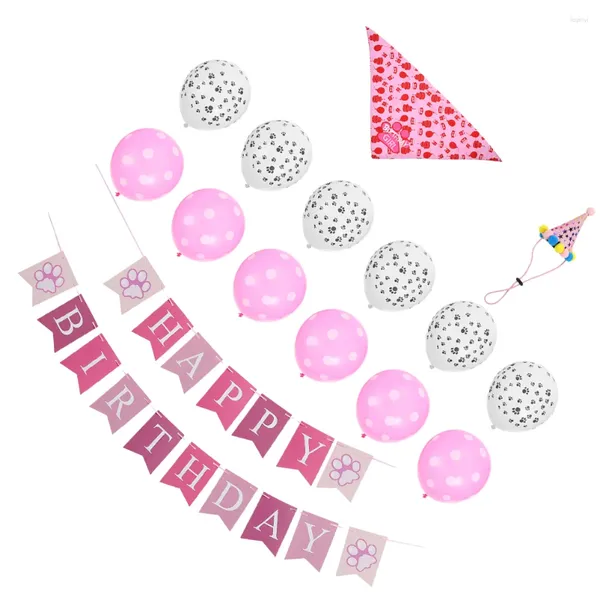 Dog Apparel Decoration Girls Party Supplies Balloons Pull the Flag Prop Banner Banner Cat