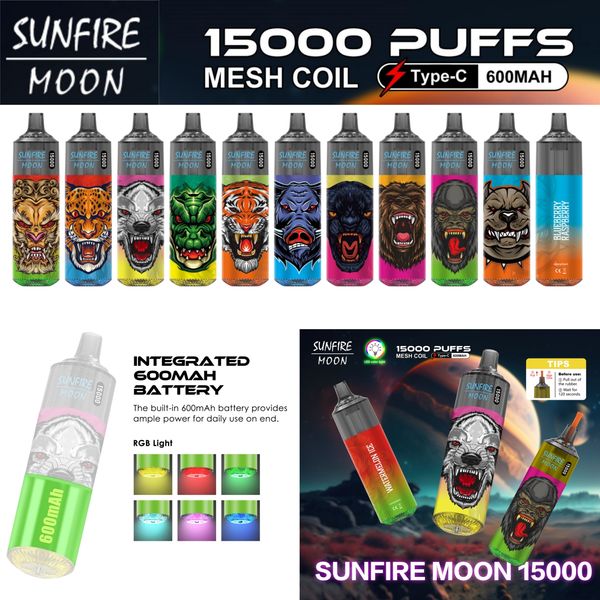 Mais populares Sunfire 15000 Puffs 15k Tornado Vape 9000 Pro R e M 600mAh 20ml Disponível Electronic Vape Pen Jn Shisha 15000 Bar Chinese Germany Alemanha France UK Hot Hot