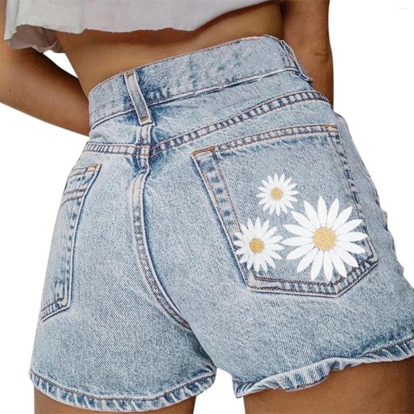 Shorts femininos Summer jeans moda moda impressão versátil pocket resort estilo malha leggings for women casual short ropa de mujer