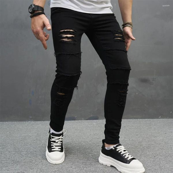 Herren Jeans Streetwear Männer stilvolle Löcher schlanke Hosen Hip Hop Männlich gerissen Denim Pants Plus Size 5xl 6xl