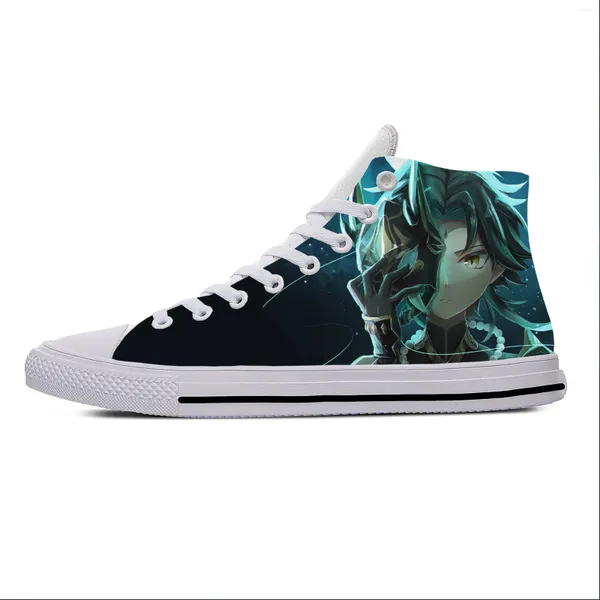 Scarpe casual anime cartone animato gioco game genshin impatto xiao estate uomini traspiranti donne sneakers alto tavola leggera